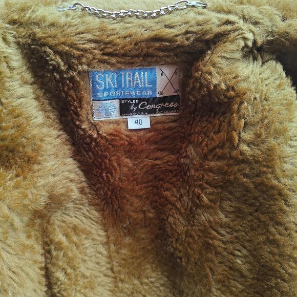 Vintage Ski Trail by Congress Shearling Lined Brown Coat Mens EU 40 - Picture 6 of 7